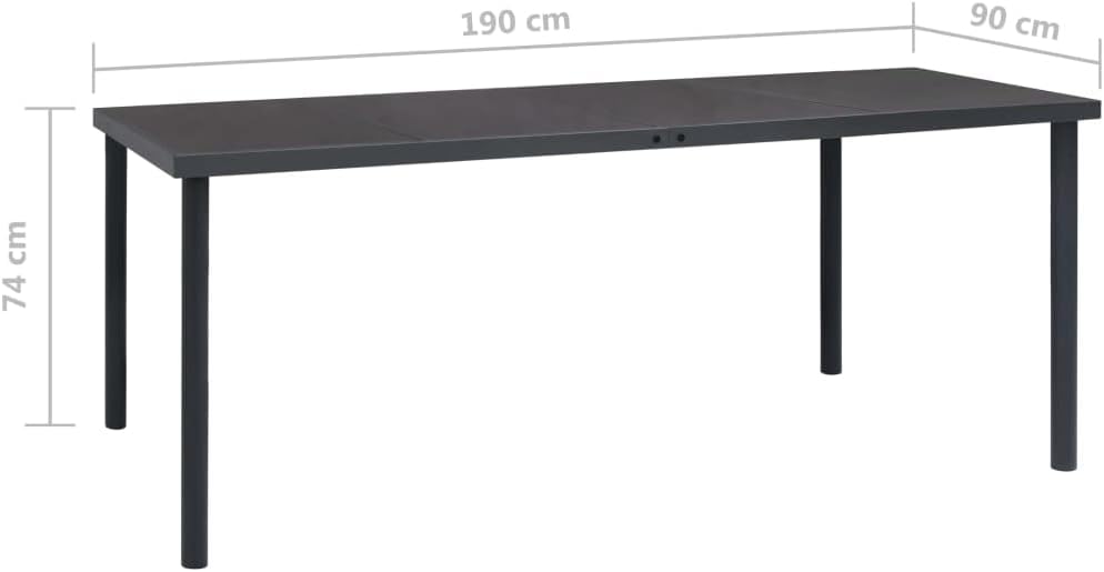 Patio Dining Table,Leisure Table,Reading Table,Dining Tables,Snack Tables,Display Tables,Party Tables,Garden Tables,Game Tables,for Camping,Picnic,Party,Lawn, Anthracite 74.8"x35.4"x29.1" Steel