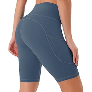 JOYSPELS Womens High Waisted Sports Shorts – Running Shorts with Sides Pockets, Non See Through Yoga Cycling Shorts for Women