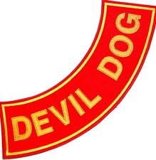 DEVIL DOG Patch Bottom Rocker (Red and Gold) Embrordary Back Patch 11x 3