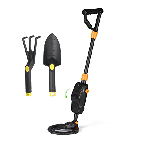 CUDTAPI MD1008A Detector de Metales Pinpointer Detector de Metales subterráneo del Tesoro de Oro de Mano Buscador Buscador for Adultos niños(with Rake Shovel)
