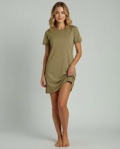 Image of Real Essentials 3 Pack: Women's Cotton Short Sleeve Nightgown Nightshirt Sleepshirt Ladies Sleepwear (Available in Plus Size)