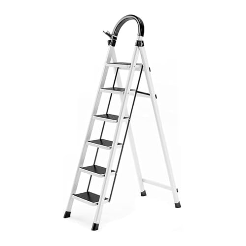 Sulfar 6 Step Foldable Ladder Home & Garden White Stainless Steel