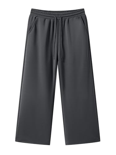 JMIERR Men's Baggy Sweatpants Wide Leg Lounge Workout Gym Travel Pants Streetwear with Pockets, S, Dark Grey