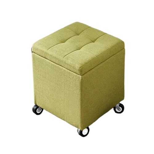 Banco de almacenamiento verde con tapa abatible para dormitorio o taburete tapizado 2