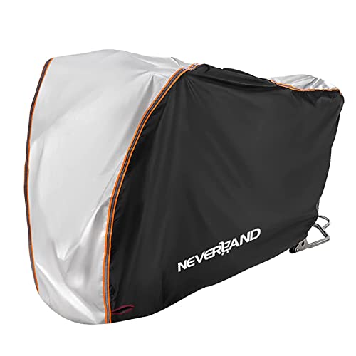 Neverland Funda Moto Impermeable, 210D Oxford Funda de Moto para Exteriores con Banda Reflectante, Funda Protectora contra el Sol, La Lluvia, el Polvo, el Viento y La Nieve, Plata 220x95x110 CM