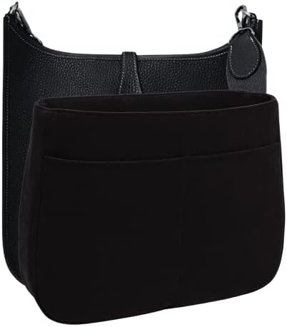 Purse Organizer Insert for Evelyne 29 PM Handbag, Faux Suede Fabric, Lightweight, Fits Perfectly, Sturdy, Hand Wash, Keep Its Shape Gift Ideas for Women (Black E29S)