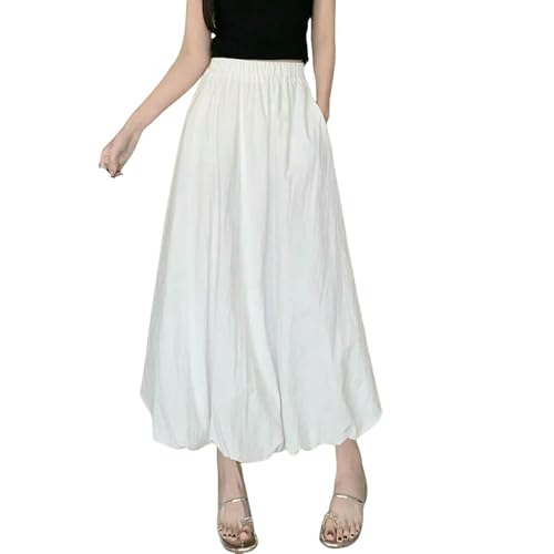 Casual Stretchy Women's Sweet Girl's Puffy Solid Color Versatile A-Line Skirt High-Waisted Slim Long Skirt2
