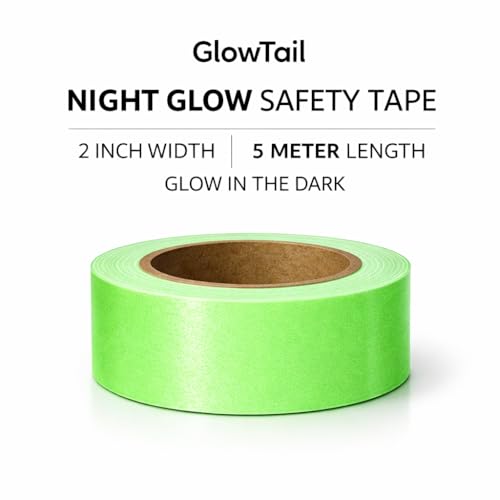 Image of Radium Night Glow in Dark Tape 50.8 mm (2 Inch) Width x 5 Meters (16 Feet) Length. Luminous Self-Adhesive Tape Safety Warning Security Stage Home Decoration Tape, Green