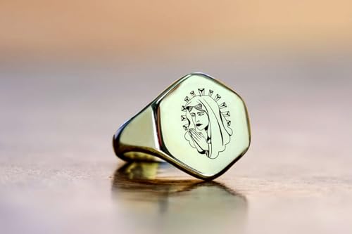 Bijou cadeau bague nonne chicano hexagonale en argent véritable - 2