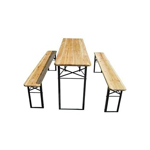 Luebel 3 Pcs Bench Wooden Folding Picnic Beer Table Bench Outdoor Garden Pub Adult/Kids (Large: 120 x 50 x 75 cm) Cover