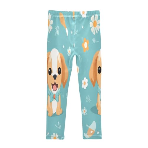 Bolaz Toddler Girls Leggings Printed Yoga Pants Leggings Cartoon Dog White Flower for Kids2