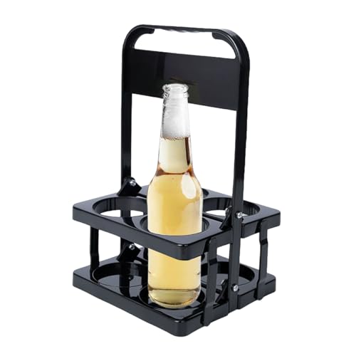 Cesto Bevande Trasporto,Portabottiglie Pieghevole Plastica,Serta Cestino Bevande Plastica,Per 4 Bottiglie,Per Campeggio,Partito Il Trasporto Di Bevande, Birra, Liquori,Nero,1 Pezzo