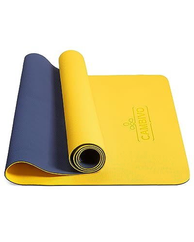 CAMBIVO Yoga Mat for Women Men Kids, 72" x 24" x 6mm Extra Thick TPE Yoga Mat Non Slip, Workout Mat with Carrying Strap for Yoga, Pilates,Stretching,Meditation and Floor Exercises