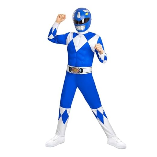 Funidelia | Disfraz Power Ranger Azul para niño Superhéroes, Dibujos Animados - Disfraz para niños y divertidos accesorios para Fiestas, Carnaval y Halloween - Talla 5-6 años - Azul