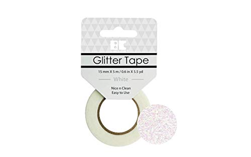 Best Creation Glitter Tape, 15mm by 5m, White