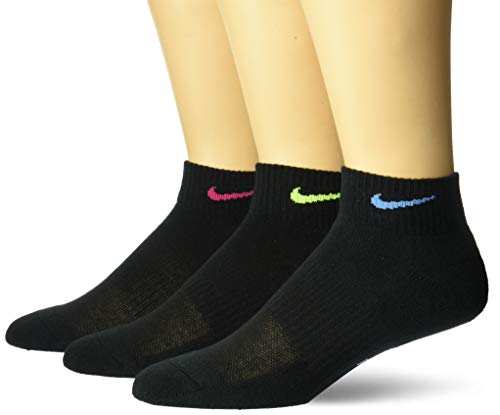 NIKE Women's Everyday Cushion Ankle 3 Pair, Black/Multi, Small