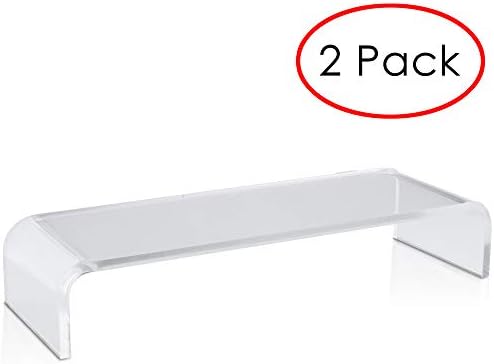 Circuit City Essentials Acrylic Monitor Stand Riser Space Saving Computer Desk Shelf Organizer for Laptops, iMac, Printers, Keyboards & Screens Up to 30-Inch and 50 lbs Clear (2 Pack)