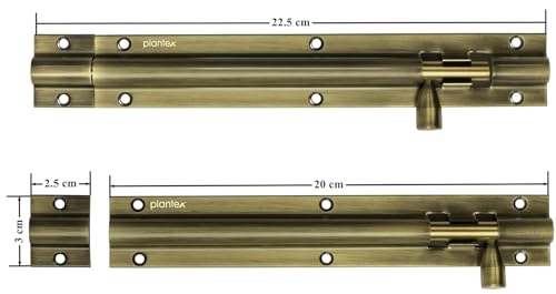 Image of Plantex Stainless Steel 8-inch Tower Bolt /Tower Bolt for Home,Offices Doors and Windows /Tower Bolt for Main Door /Wardrobe Door Latch /Kundi /Chitakini /Door Latch for Windows - Brass Antique (Pack of 1)