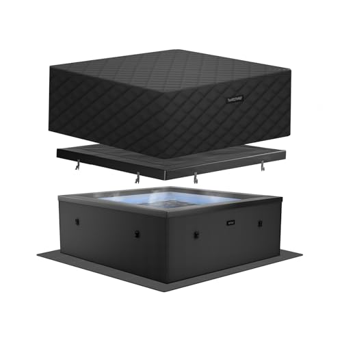 Image of Wave Garda 4 Person Eco Foam Hot Tub | Portable Outdoor Spa with Integrated Heater, 40°C Rapid Heating & WiFi App Control | 70 BubbleJet Massage, FrostFree | Charcoal Black | EnergySave Bundle