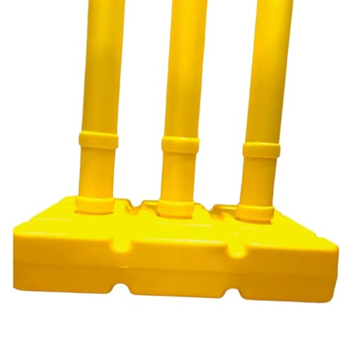 Image of Ciko Junior and Senior Hard Plastic Cricket Wickets Set for Kids for Age Group 3 to 10 Years (3 Piece Wickets, 2 Bails, Base, 20 inch and 30 inch Wickets Length (10+ to Adult)