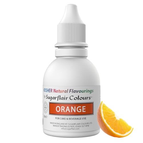 Sugarflair Natürliches Lebensmittelaroma Koscher Orange, Intensives Aromatropfen für Kuchen, Cupcakes, Frostings, Getränken, Eis - 100% Natural Flavour - 30 ml