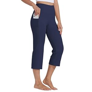 Willit Women’s Yoga Capris Pants High Waist Leggings Crop Straight Leg Athletic Exercise Workout Capris 21″