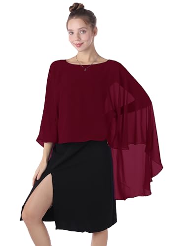 Baoqiya Chiffon Capes Sheer Capelets Long Cape Poncho For Women Plus Size3