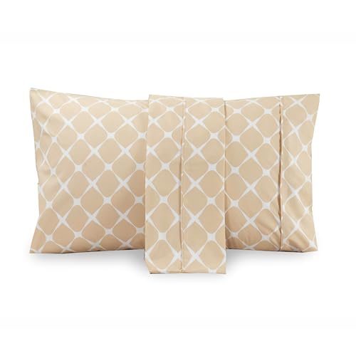 Image of Elegant Comfort Luxury Ultra-Soft 2-Piece Pillowcase Set - 1500 Premium Hotel Quality Microfiber Double Brushed - Wrinkle Resistant, King Size, Bloomingdale Pattern Cream