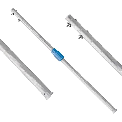 Keeper Pértiga Telescópica Extensible para Piscinas 2,40–4,80 m, Mango de Aluminio Ligero con Doble Sistema Clip y Palomilla, Compatible con Cepillos, Limpiafondos y Recogehojas