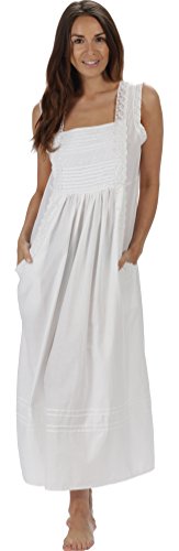 The 1 for U 100% Algodón Camisón con Bolsillos Mujer Estilo Victoriano Rebecca - Blanco, 4XL