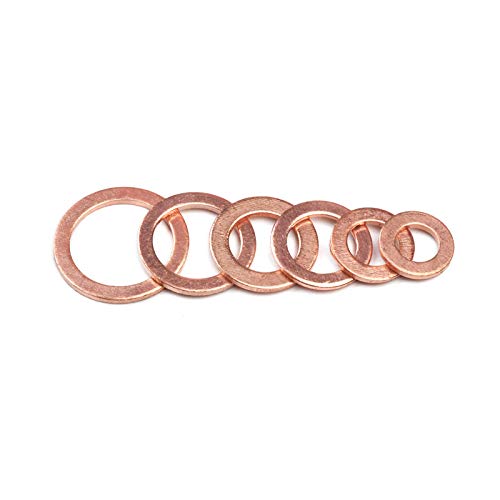 120Pcs M5/M6/M8/M10/M12 Copper Sealing Washer for Boat Crush Washer Flat Seal Ring Fitting Kit