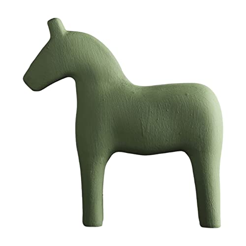 Tainrunse Cheval décoratif en bois pour salon, statue de cheval en bois moderne, vert, taille L