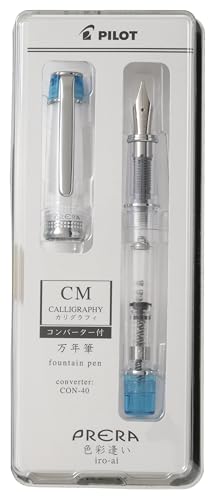 Stylo-plume Prera Pilot avec corps transparent bleu clair et finitions calligraphie