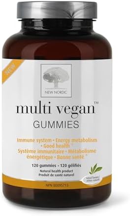 New Nordic Multi Vegan Gummies - Daily Multivitamin for Adults & Children - Supports Immune Health, Metabolism, Energy & Bone Health - Dairy-Free & Non-GMO - 120 Vegan Gummies