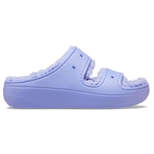 Crocs Unisex Classic Cozzzy Platform Sandals | Fuzzy Slippers Slide, Digital Violet, 7 US Men