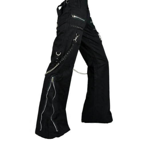 Women's Chains Black Rhinestones Gothic Punk Emo Pants Straps Baggy Pants (3/Medium)