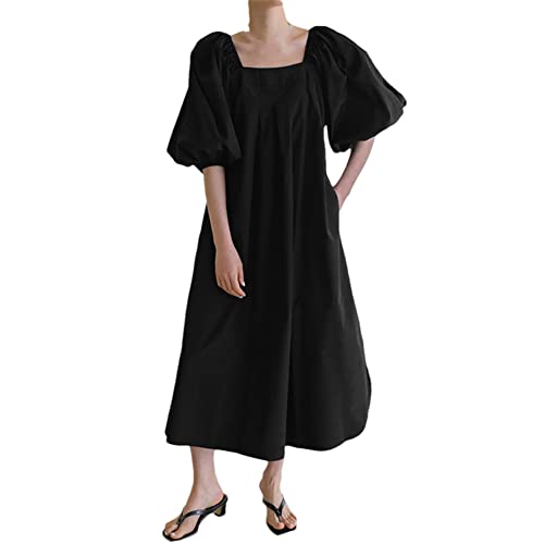 Robe longue d'été fluide et légère à manches bouffantes pour silhouette affinée