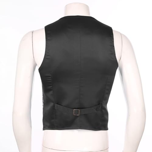 XUNZOO Men's Sparkly Sequins Vest Shiny Button V Neck Sleeveless Vest Suit Nightclub Party Waistcoat3