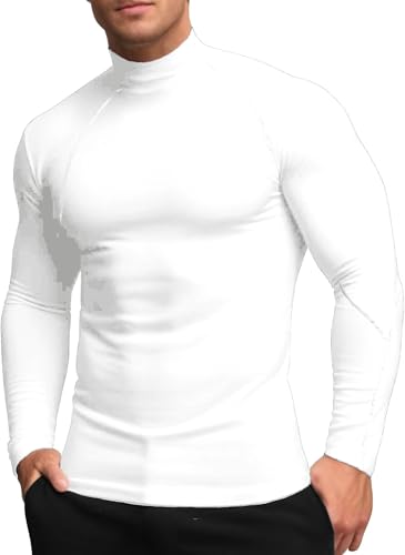 Men's Turtleneck Compression Shirts Long Sleeve Mock Thermal Base Layer Cold Weather Workout Sports Undershirts Active Top4
