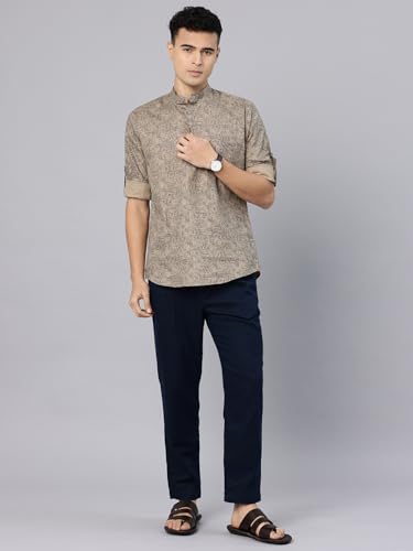 Majestic Man Men's Cotton Regular Fit Short Printed Designer Kurta