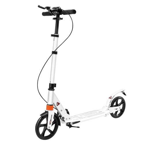TESUGN Patinete plegable para niños y adultos, hasta 100 kg, patinete de alta calidad, altura ajustable, con ruedas grandes, soporte y guardabarros