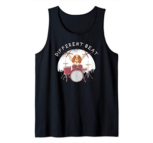 Drum Kit Rebel Dog Music Player Design Gift Camiseta sin Mangas