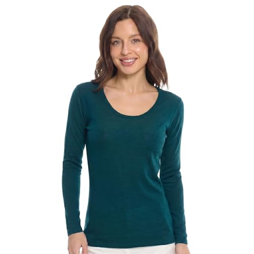 Image of Merino Wool Base Layer Women - 100% Merino Wool Shirt Women Thermal Underwear Long Sleeve T-Shirt for Hiking