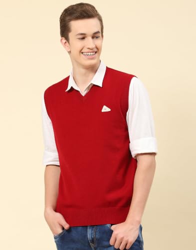 Image of Monte Carlo Men Regular Fit Sleeveless Solid V Neck Winter Sweater (Pack of 1)
