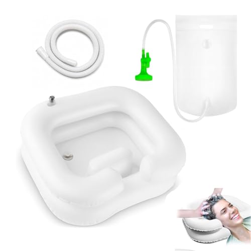 Lavabo gonflable pour les personnes alitées, Lavabo Gonflable pour les cheveux chevet,Lavabogonflable pour les cheveux avec coussin intégré avec Petit...