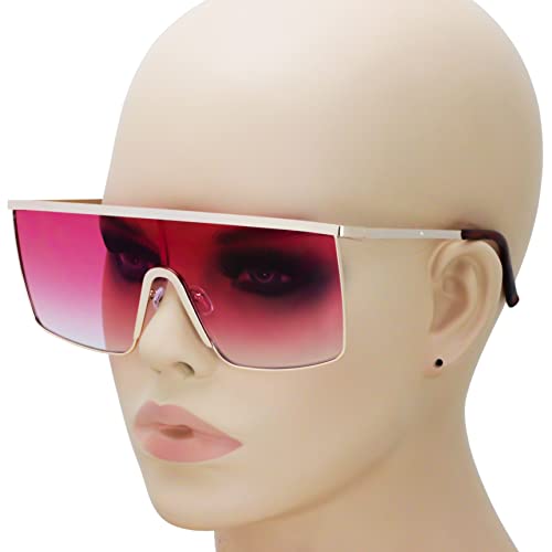 Oversized Flat Top Square VINTAGE RETRO SHIELD VISOR Style Aviator SUNGLASSES3