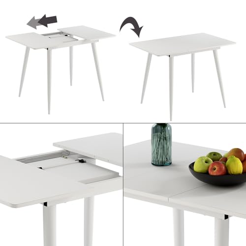 Table gain de place extensible blanche Vicco Beaver 80-110 cm petit espace - 7