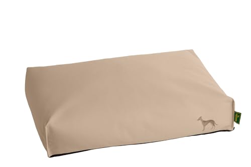 HUNTER Orthopädisches/Ergonomisches Hundekissen LIVO, Farbe: beige, für Hunde mit Gelenk- und Rückenproblemen, mit Memoryschaum-Flocken, Rutschhemmende Unterseite, Made in Europe, Größe: M