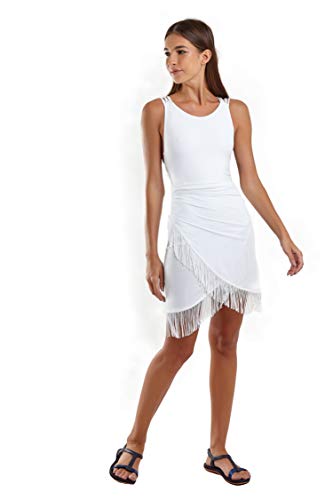 Saia Pareo Franja Liso, Blueman, Feminino, Branco, U