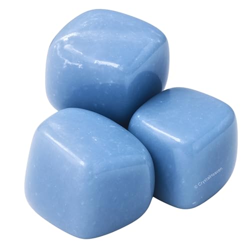 Image of Certified Angelite Crystal Healing Tumbled Stone, Natural Polished Crystals for DIY Crafts, Manifestation, Meditation, Pooja Feng Shui and Reiki Healing (30 Grams)